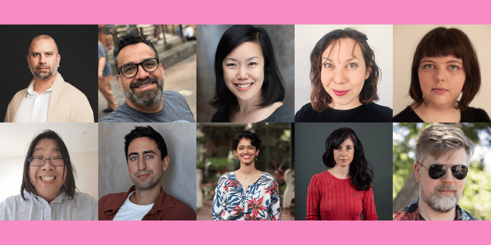 The beautiful faces of all ten improv instructors.