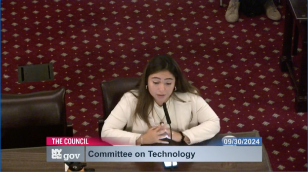 NY State Senator Kristen Gonzalez gives testimony