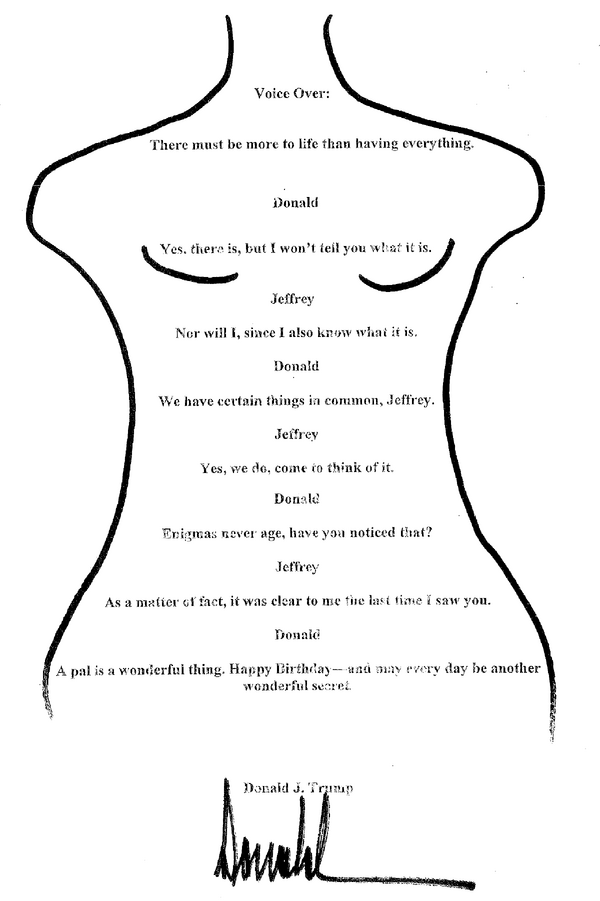 Trump’s birthday greeting to his friend Jeffrey Epstein