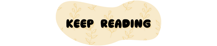 "Keep Reading" is written in black bubble font against a yellow, botanical-patterned background shaped like a blob