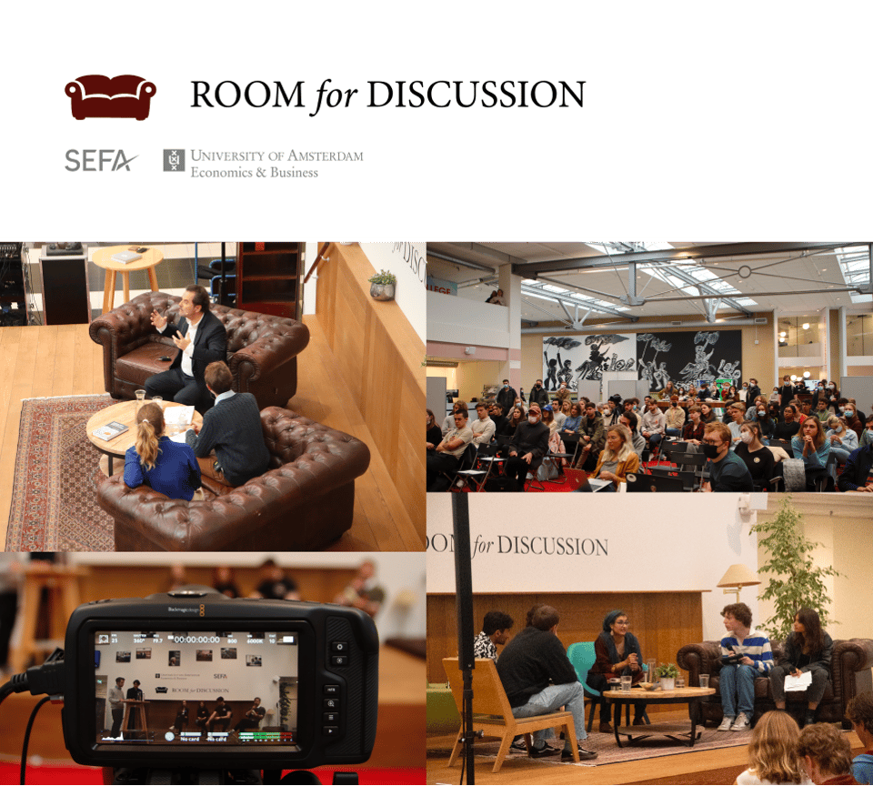 A collage of different Room for Discussion interviews