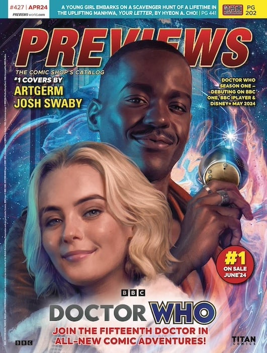 The cover of PREVIEWS, April 2024