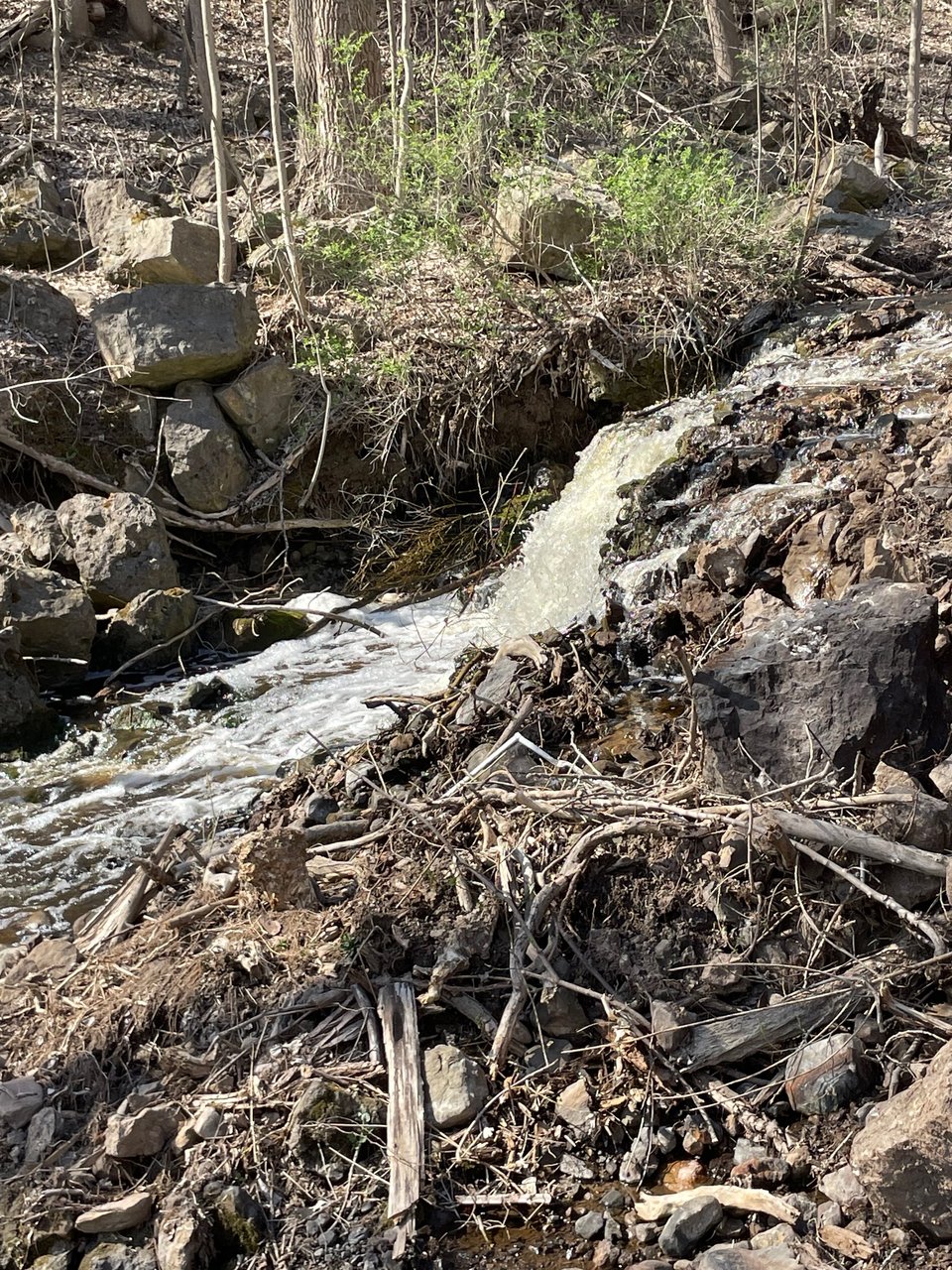 An illegal closeup of the waterfall, taken on a sunny summer day.