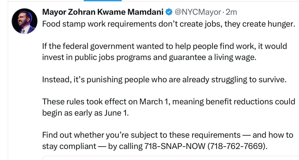 Mayor Mamdani of New York City speaks the truth.