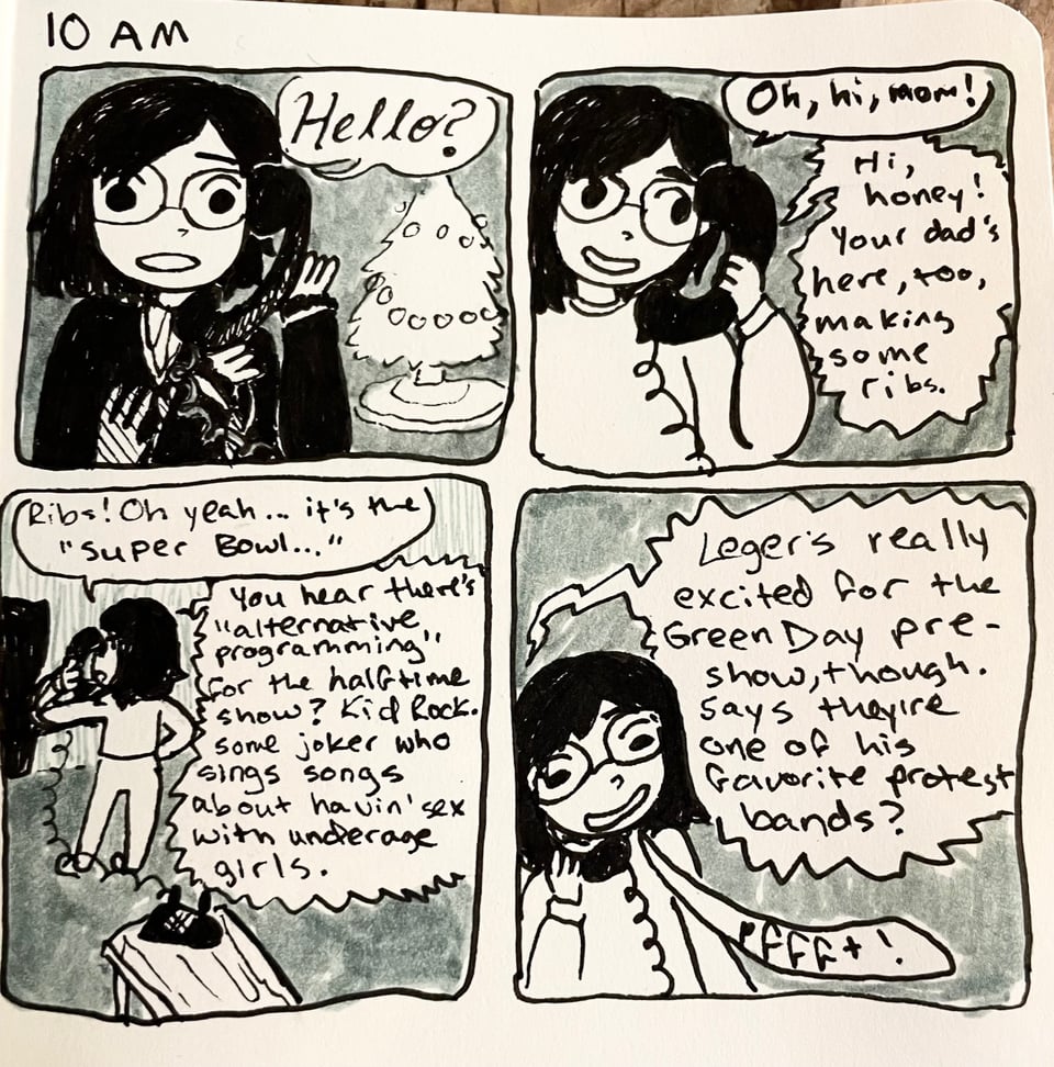 10 AM hourly comic about talking on the phone with my parents