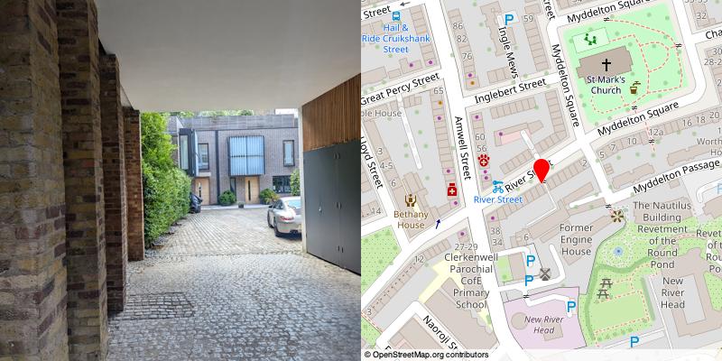 A picture and map of the mews