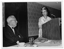 Margolin in 1972 at her retirement celebration with Chief Justice Earl Warren. She had argued before him 15 times.
