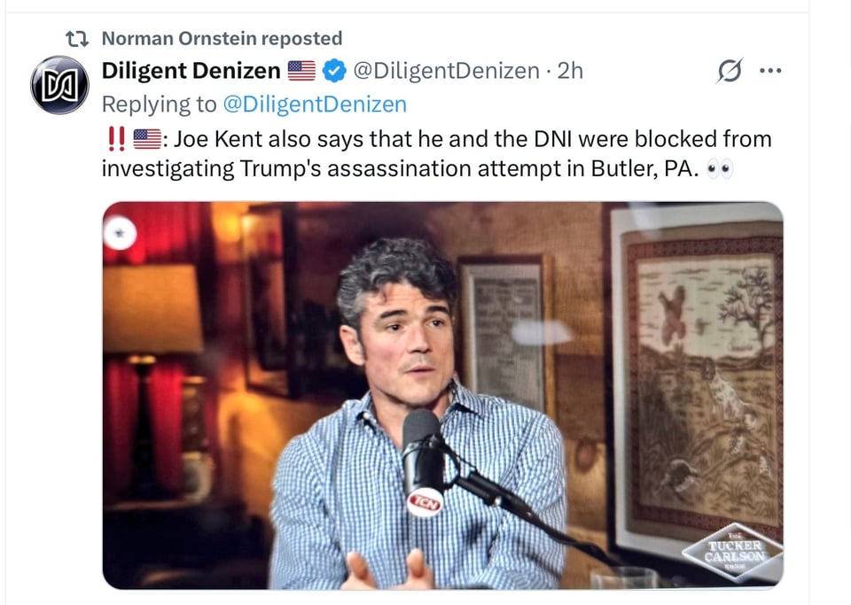 Joe Kent, Trump’s Counter-intelligence chief who resigned over Trump’s Iran War, had other interesting things to say too.