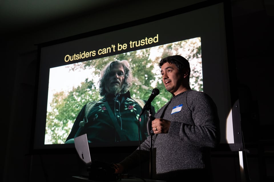 Joe presenting at PowerPoint Party.