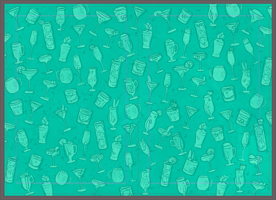 My faux endpaper pattern, line drawn cocktails on a teal background