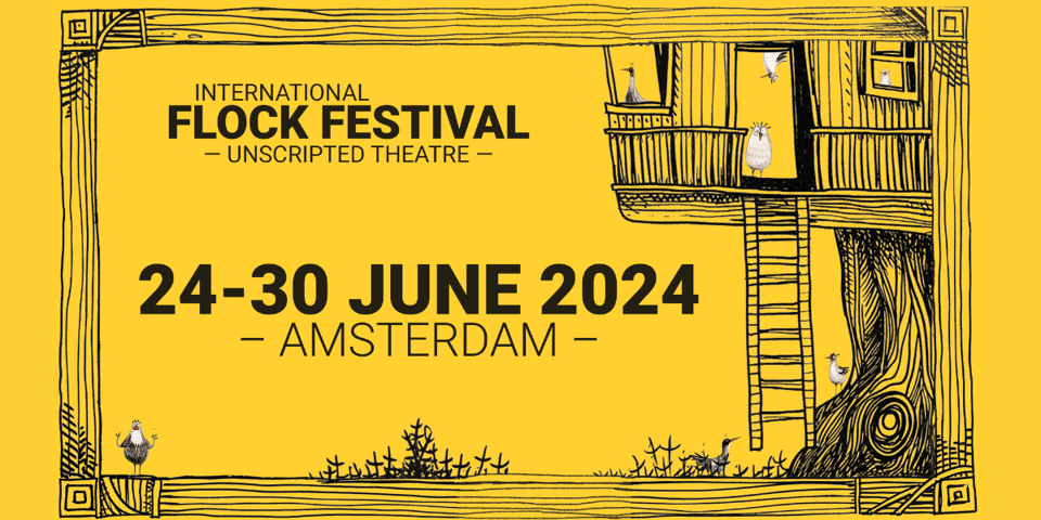 A banner for the Flock Festival - 24-30 June 2024, Amsterdam.