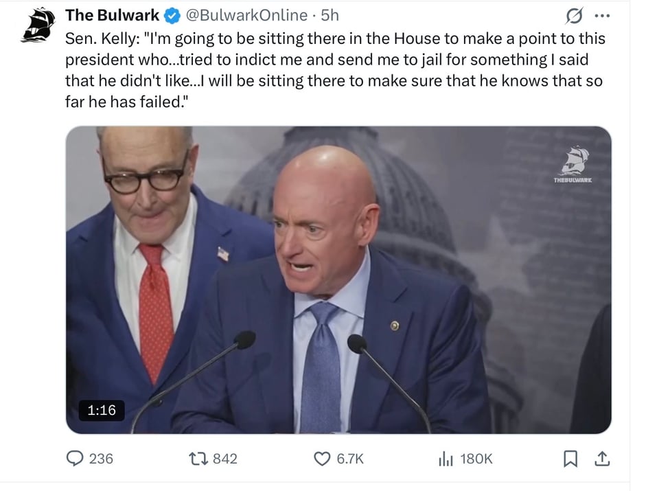 Mark Kelly attended to mock Trump.