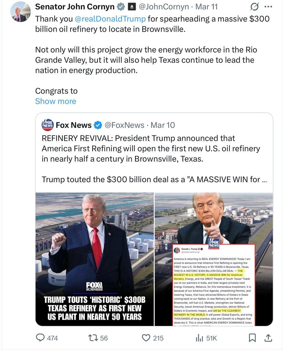 Cornyn’s Grovel knows no limits.