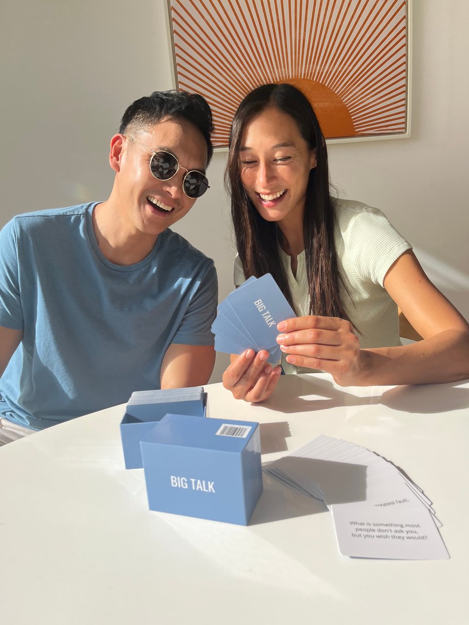 Purchase big talk question card game at bigtalkshop.com. Use code BigTalkSummer for a 15% discount.