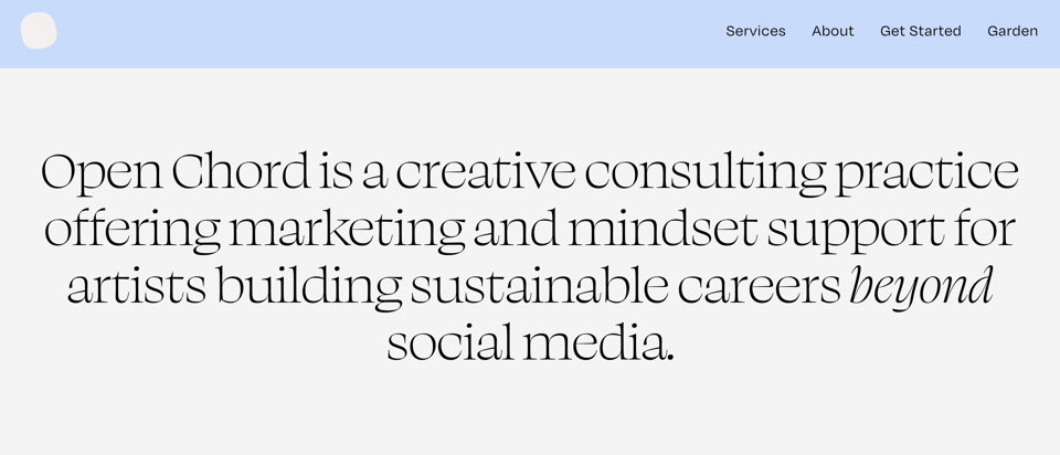 Screen grab of Open Chord's homepage