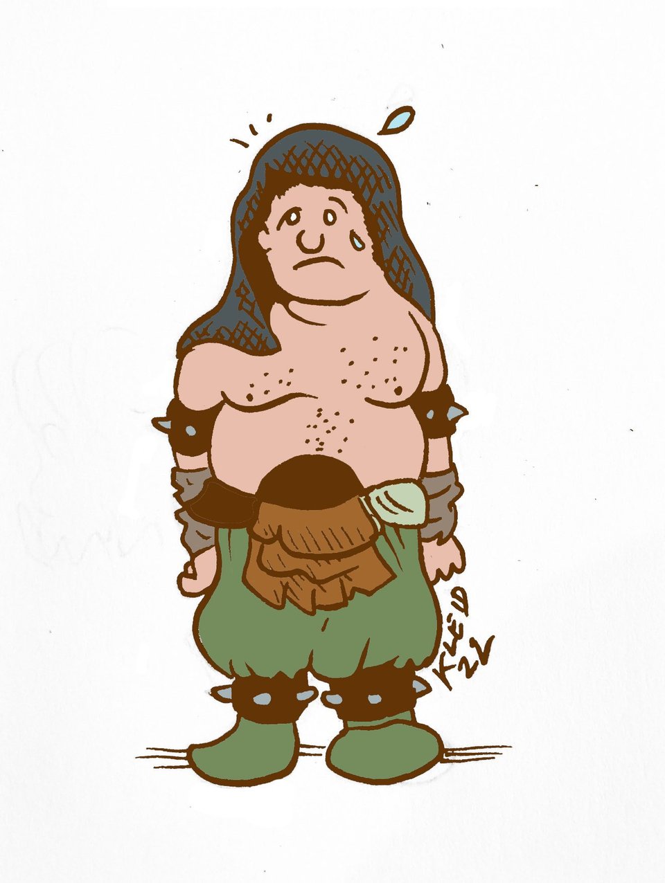 a star wars drawing by neil kleid in color of malakili the rancor keeper crying