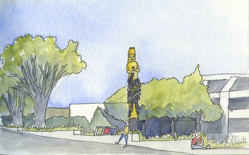 a sketch of a totem pole