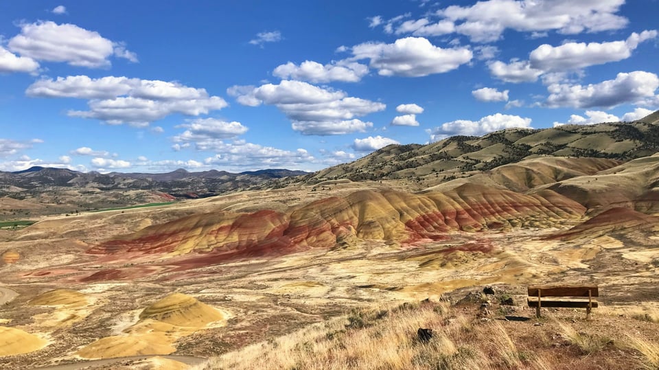 Colorful hillsides at the Painted Hills Unit of the John Day Fossil Beds National Monument in Oregon