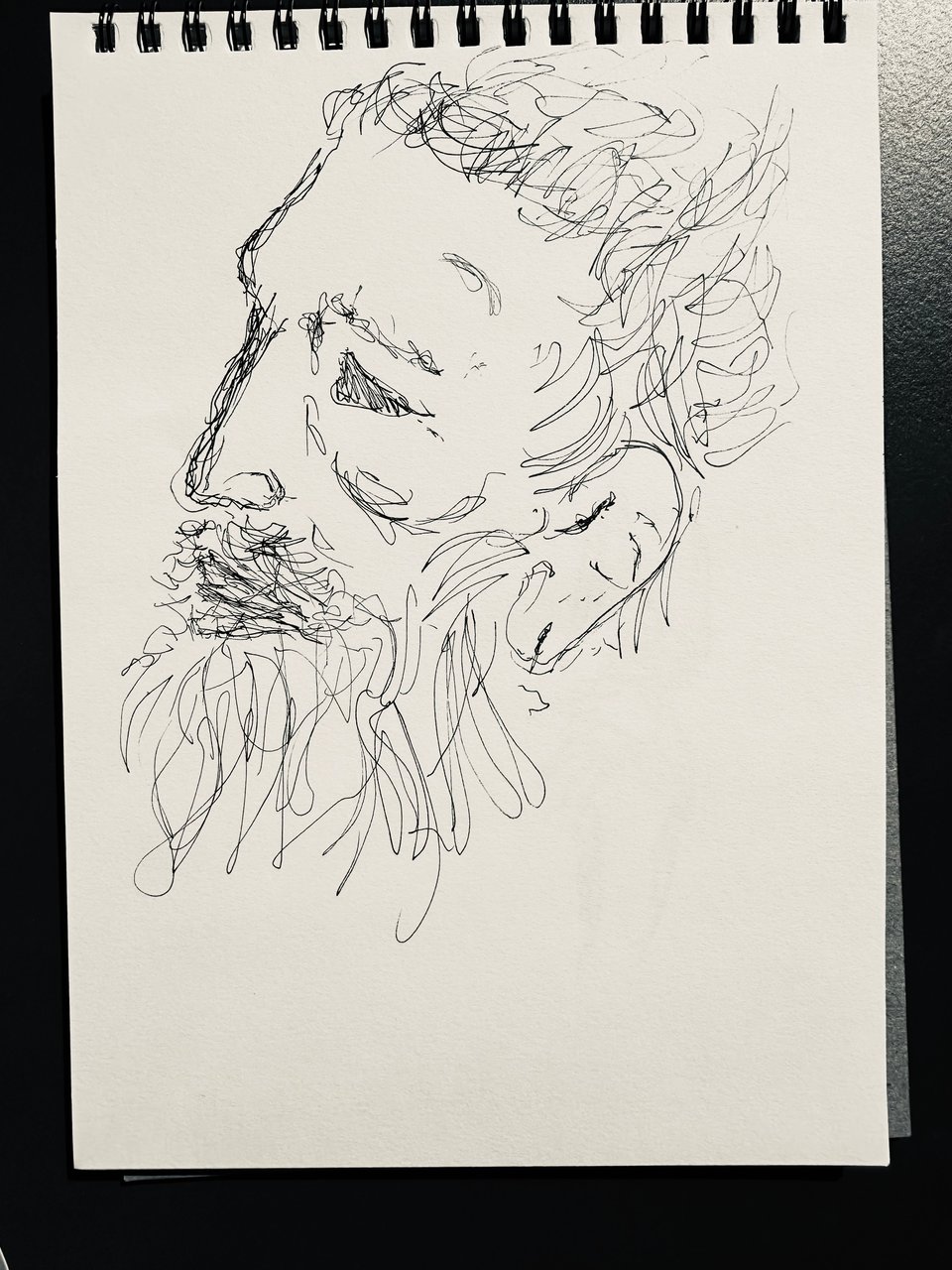 photo of drawing of the profile of the Boxer At Rest statue.