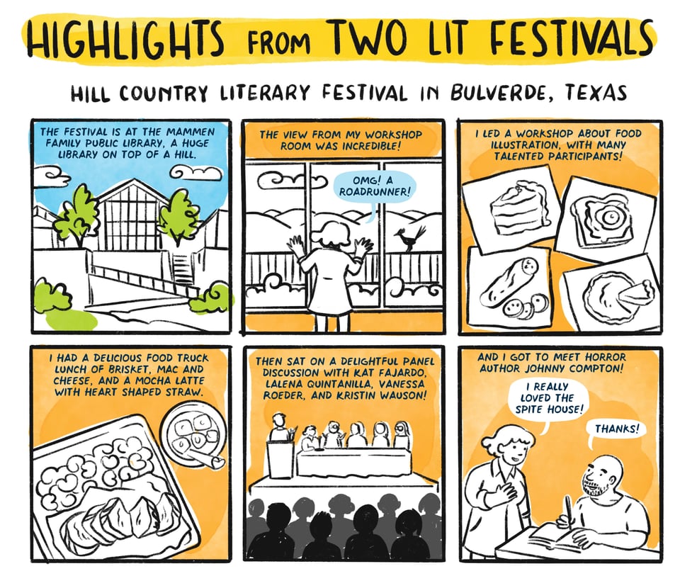 Highlights from the Hill Country Literary Festival in Bulverde Texas. The festival is at the Mammen Family Public Library, a huge library on top of a hill.