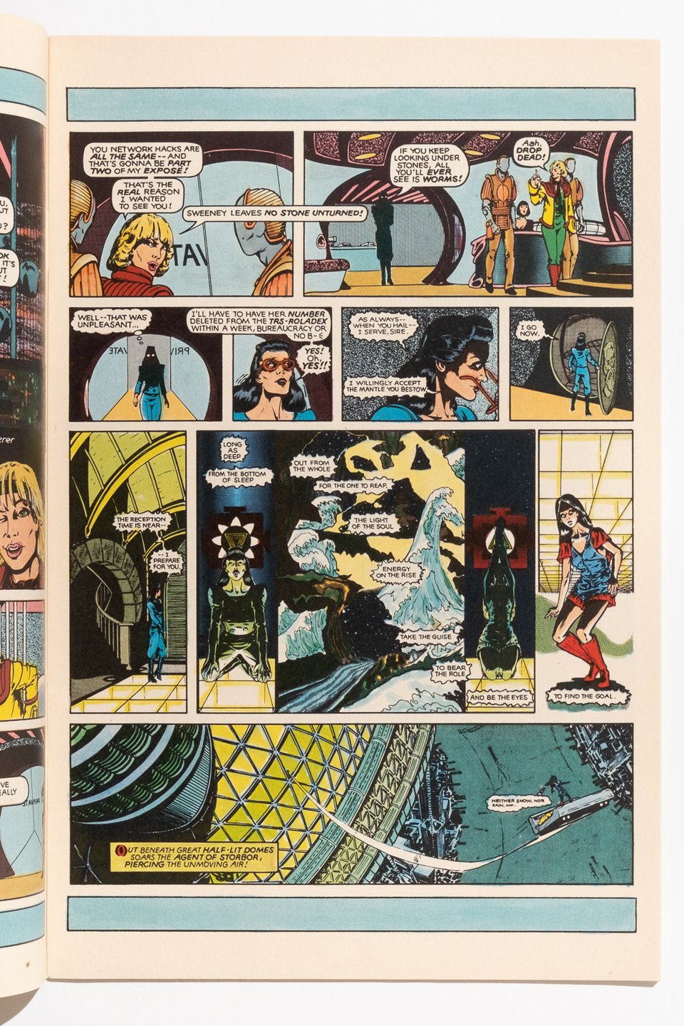 A dense page of 12 panels in a non-standard grid from The Foozle by Marshall Rogers
