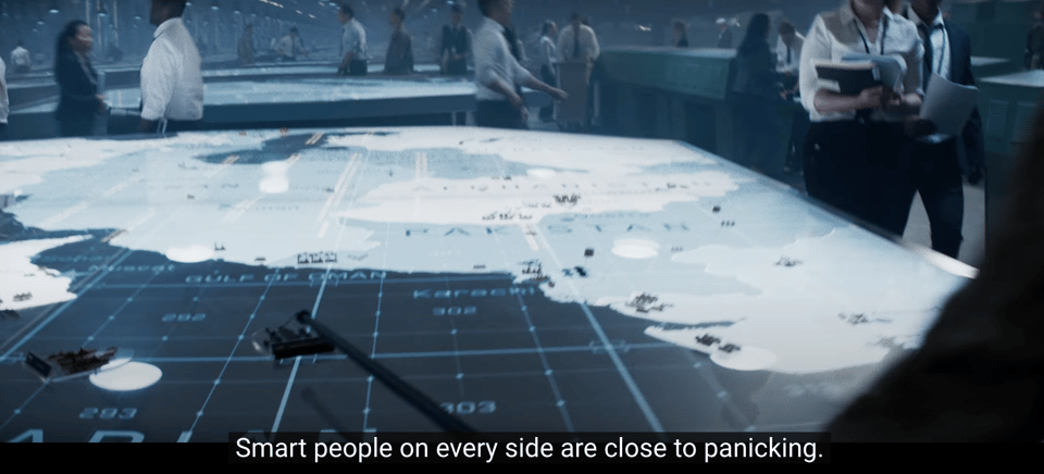 Strategy map. Caption: Smart people on every side are close to panicking