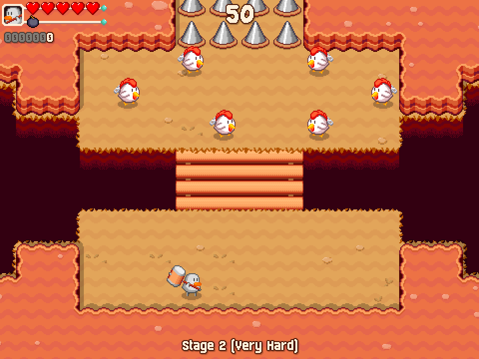 A canyon screenshot with a yellow floor, red rocks and dark bottomless pits