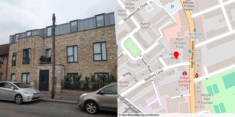 A picture and map of the mews