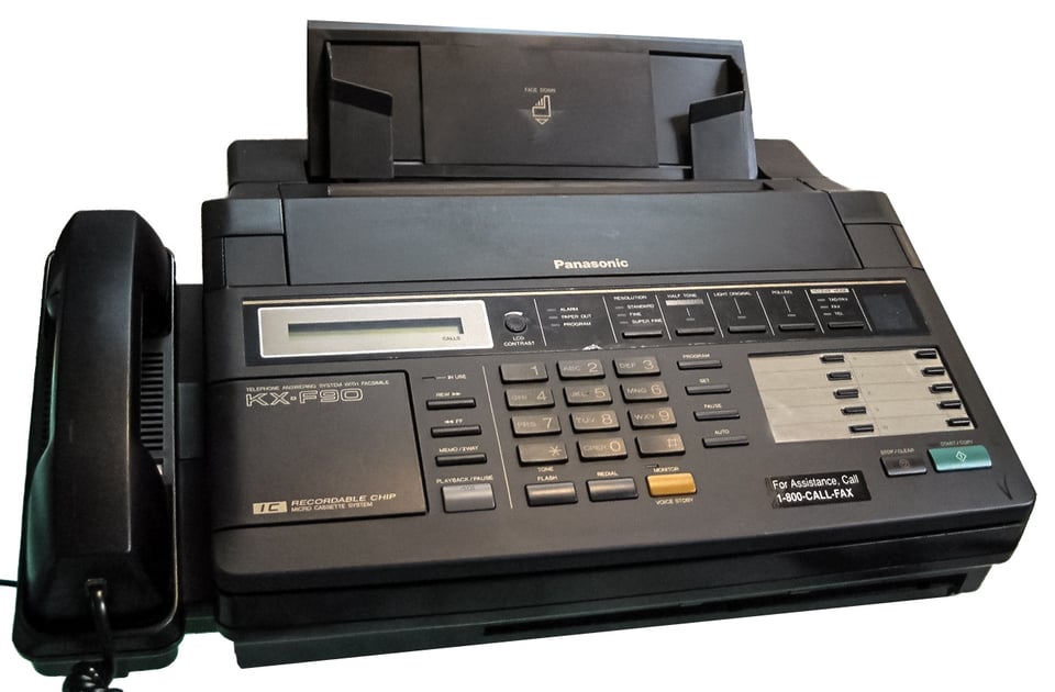 Panasonic fax machine: black, handset at left