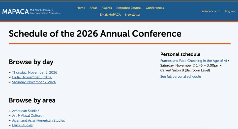 Screenshot of the Annual Conference scedule page.