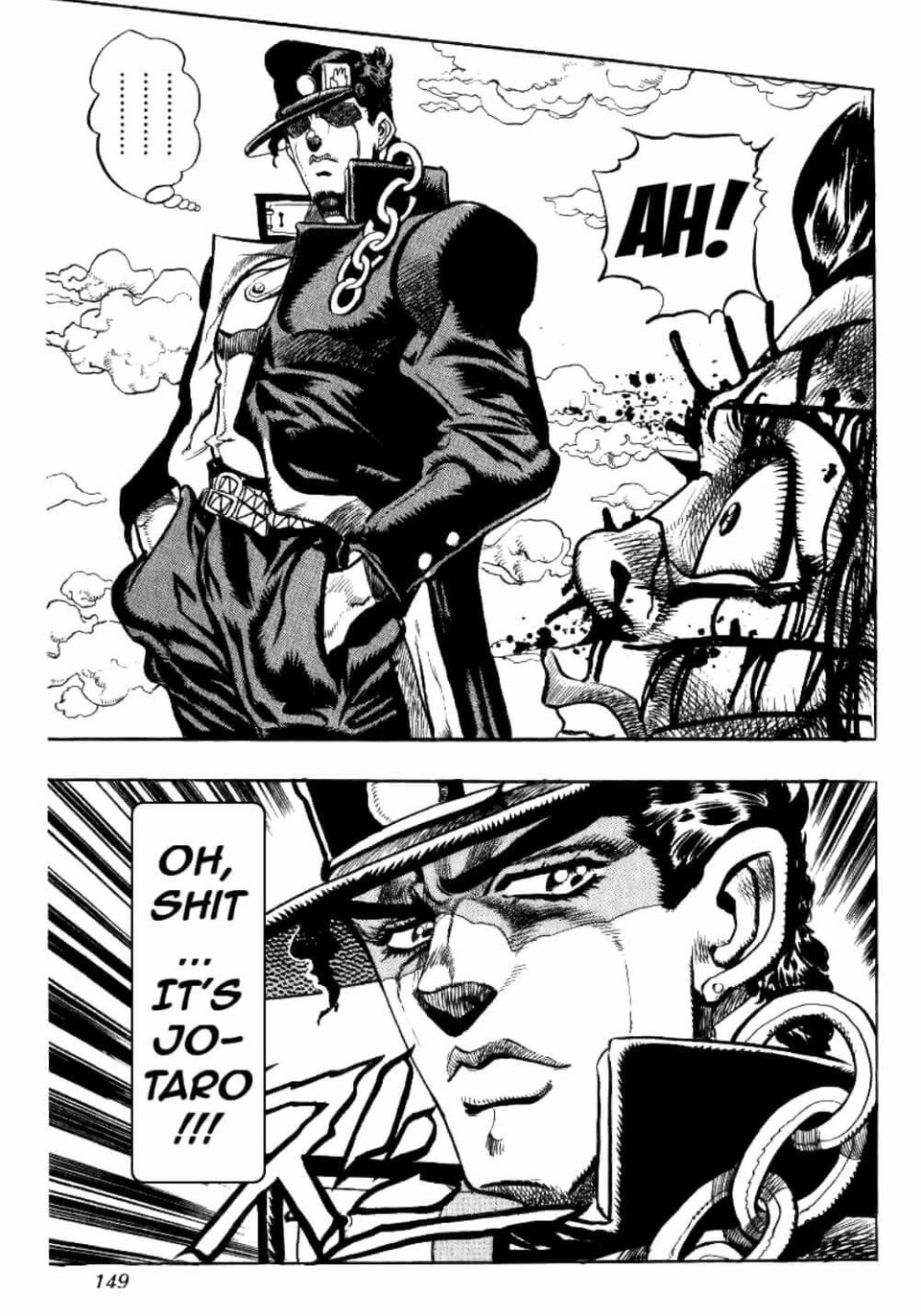 a comic page with a man in a hat
