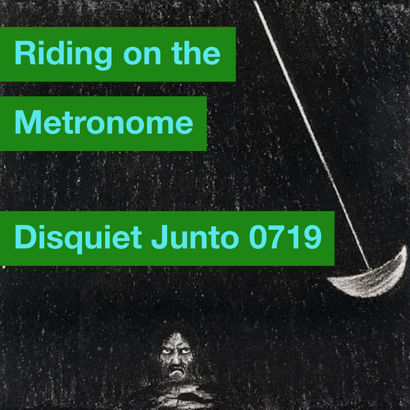 A pendulum swings over a person's head, plus the number and name of the project