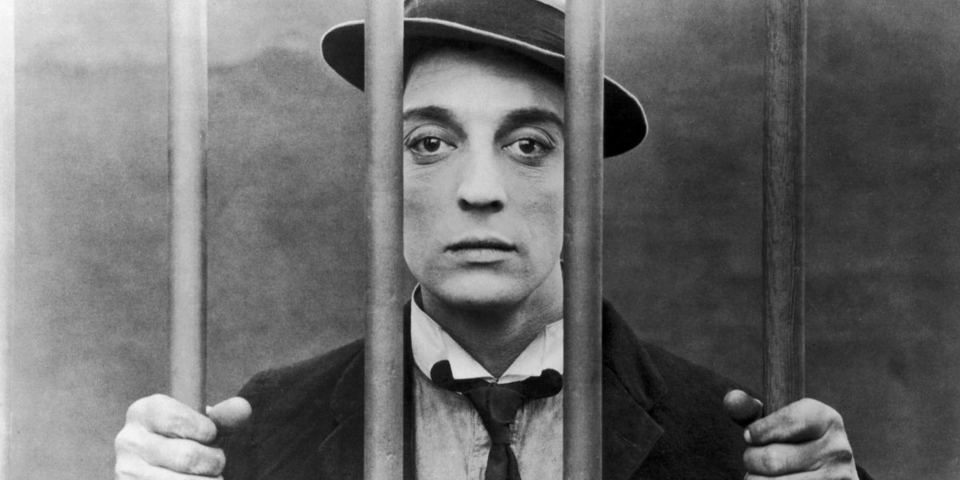 Buster Keaton behind bars.