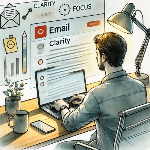 Person typing an email