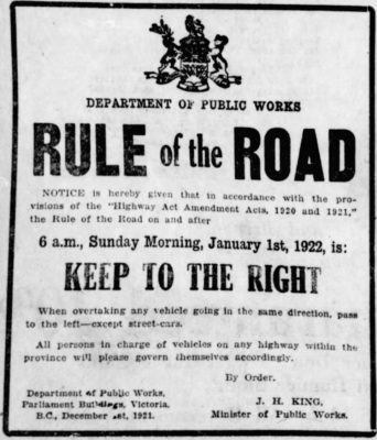 Rule of the Road, 1922