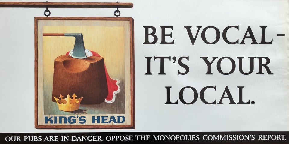 An advertising poster. The headline says,