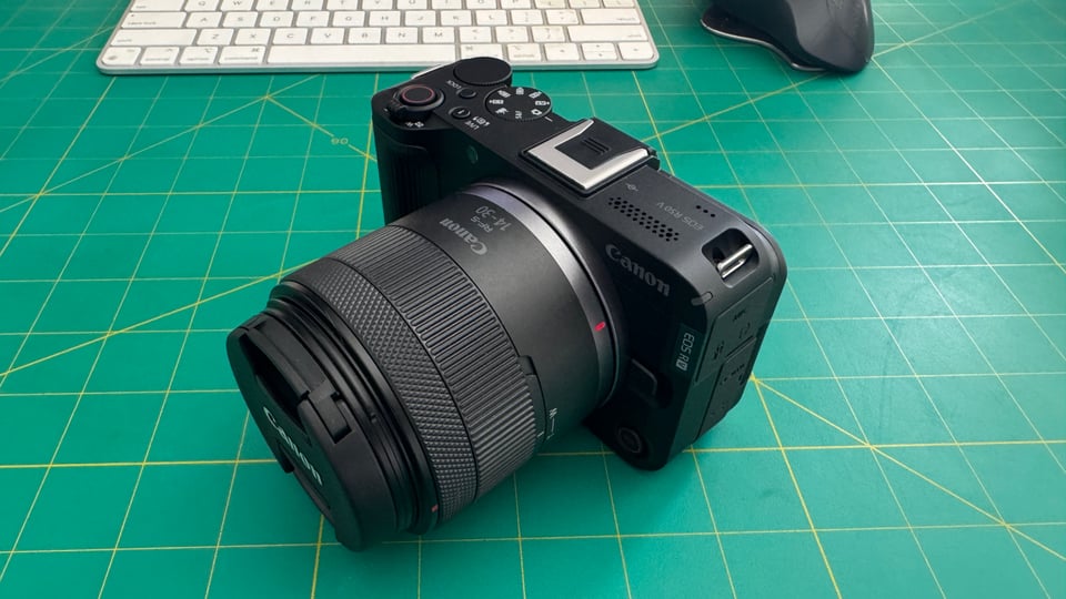 Camera on green mat