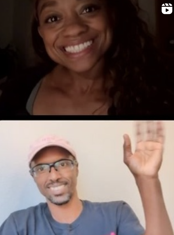 Still from our Instagram Live Founder Q&A with Nadia and Rob split on the screen horizontally, both smiling at the camera.