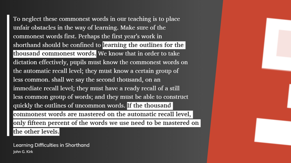 Learning difficulties in shorthand quote