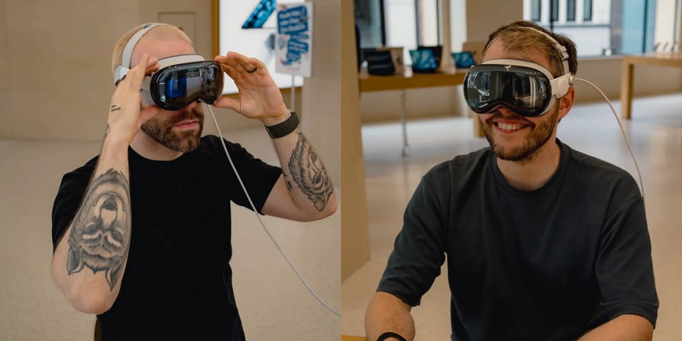 Two guys wearing Apple Vision Pro