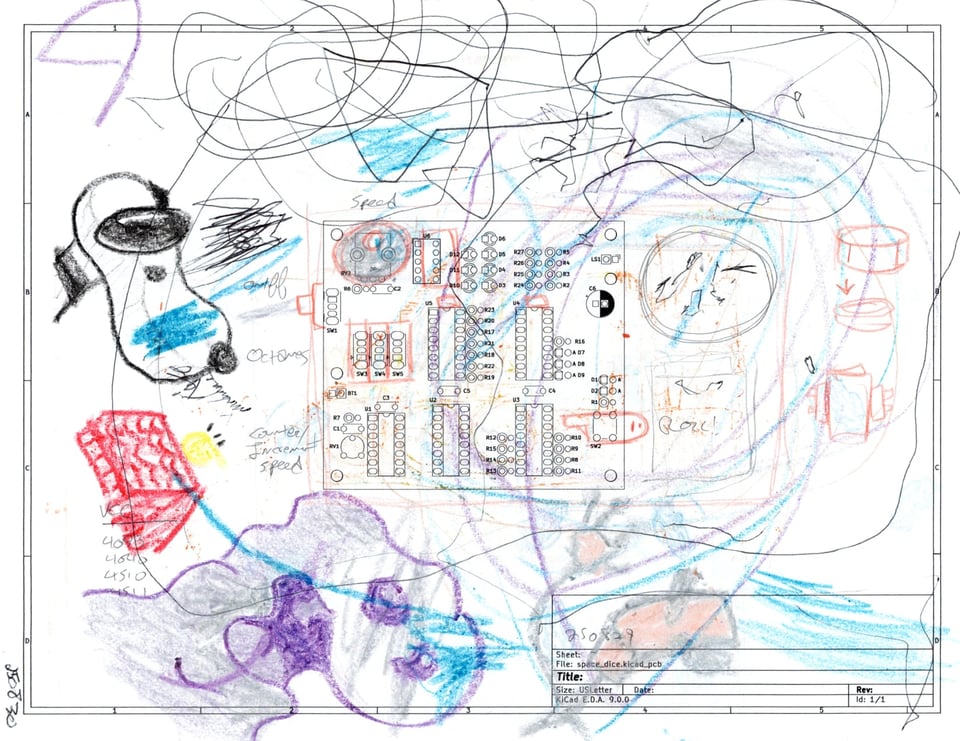Heavily annotated prototype PCB layout