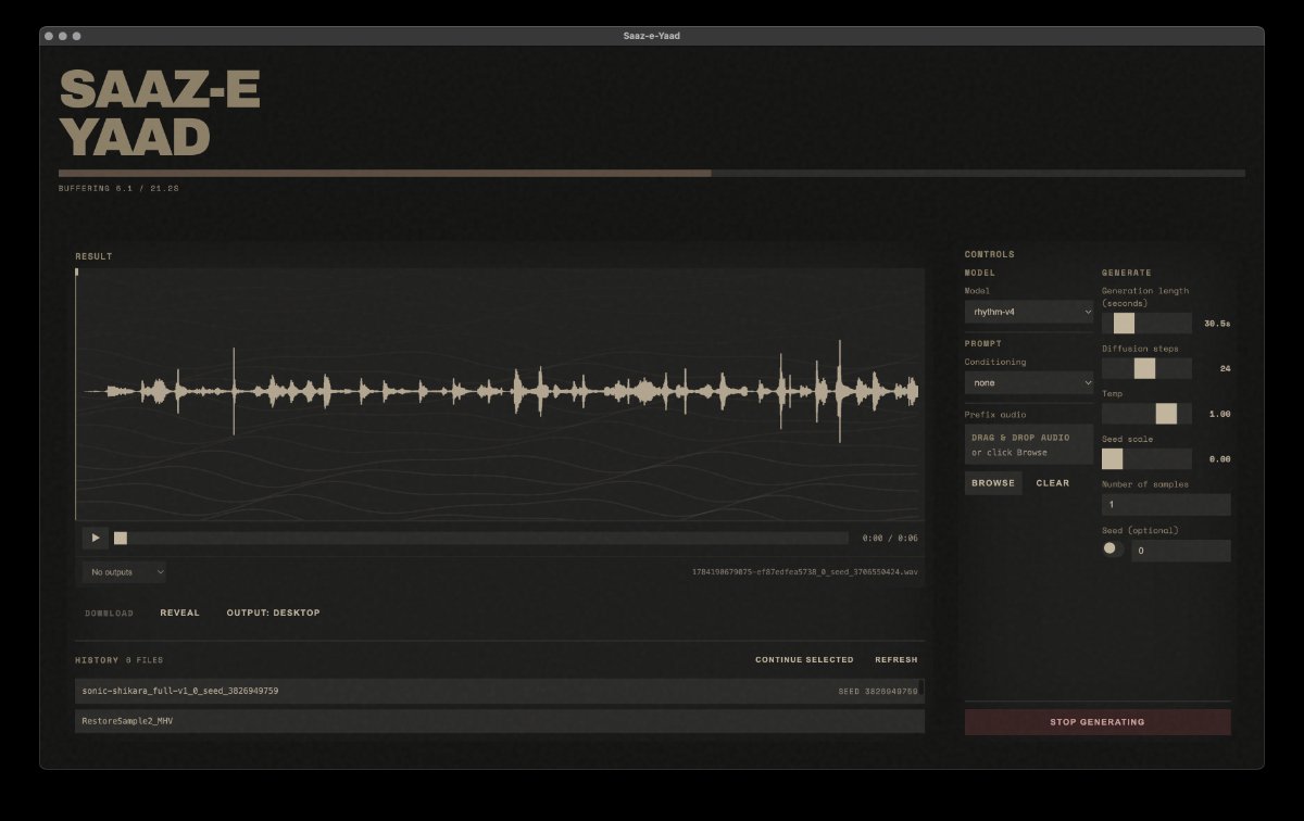 Saz-e-yaad desktop instrument interface, generative Kashmiri music tool