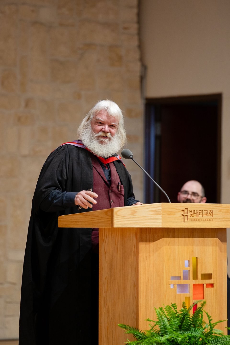 Poet Malcolm Guite delivering a commencement address for Coram Deo Academy in Dallas