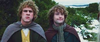 Merry and Pippin look expectantly at Aragorn, son of Arathorn, for a second breakfast