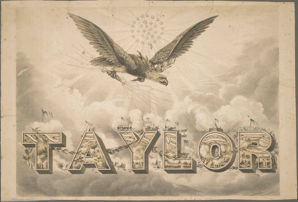 A bird of prey swoops down the annotated/illustrated word Taylor