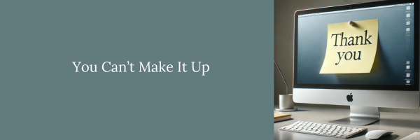 computer with sticky note that says "Thank you."