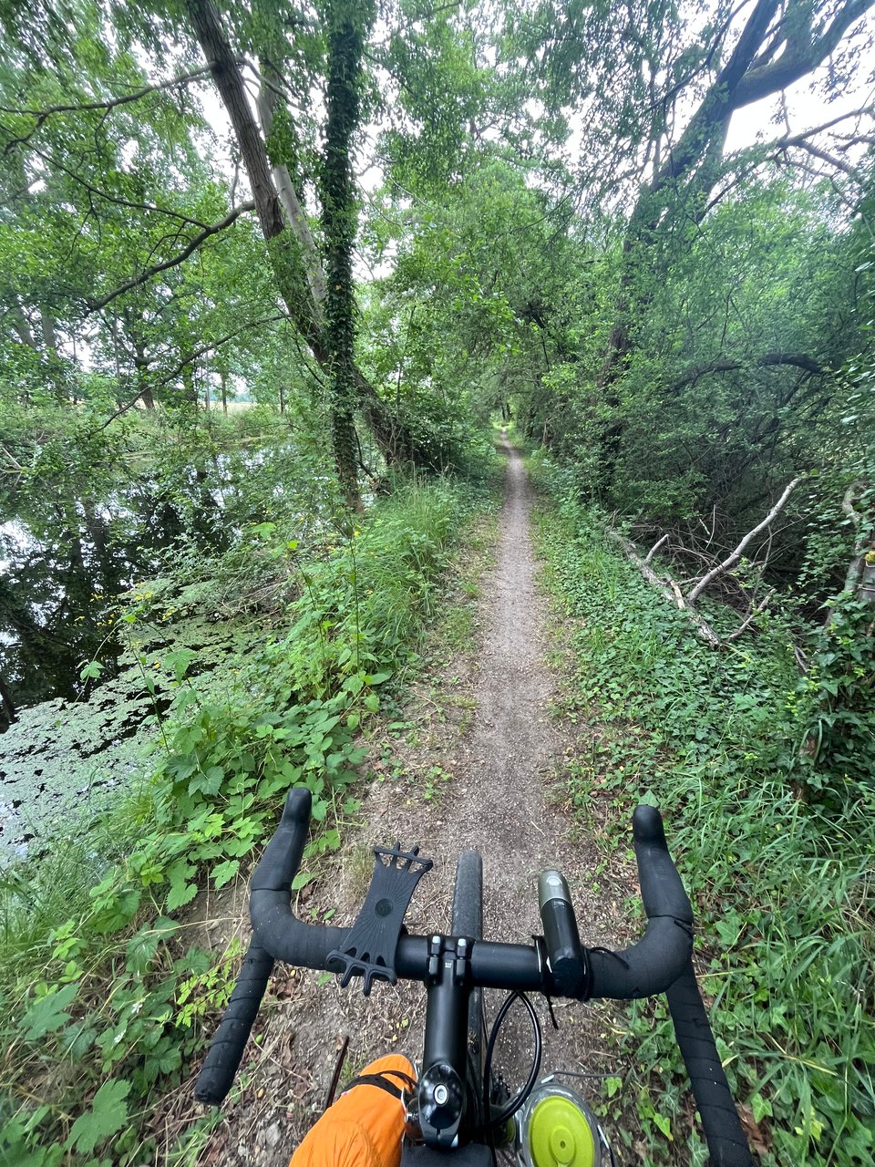 Bike on a narrow dirt track