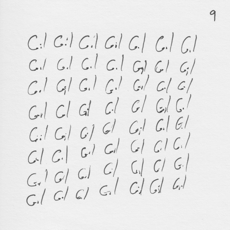 Text on white paper: The name "Gil" written repeatedly