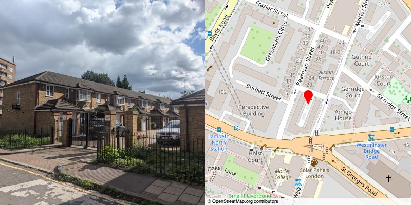 A picture and map of the mews