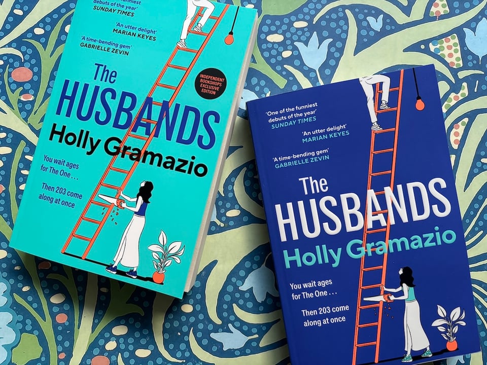 Two copies of The Husbands - one dark blue, one cyan
